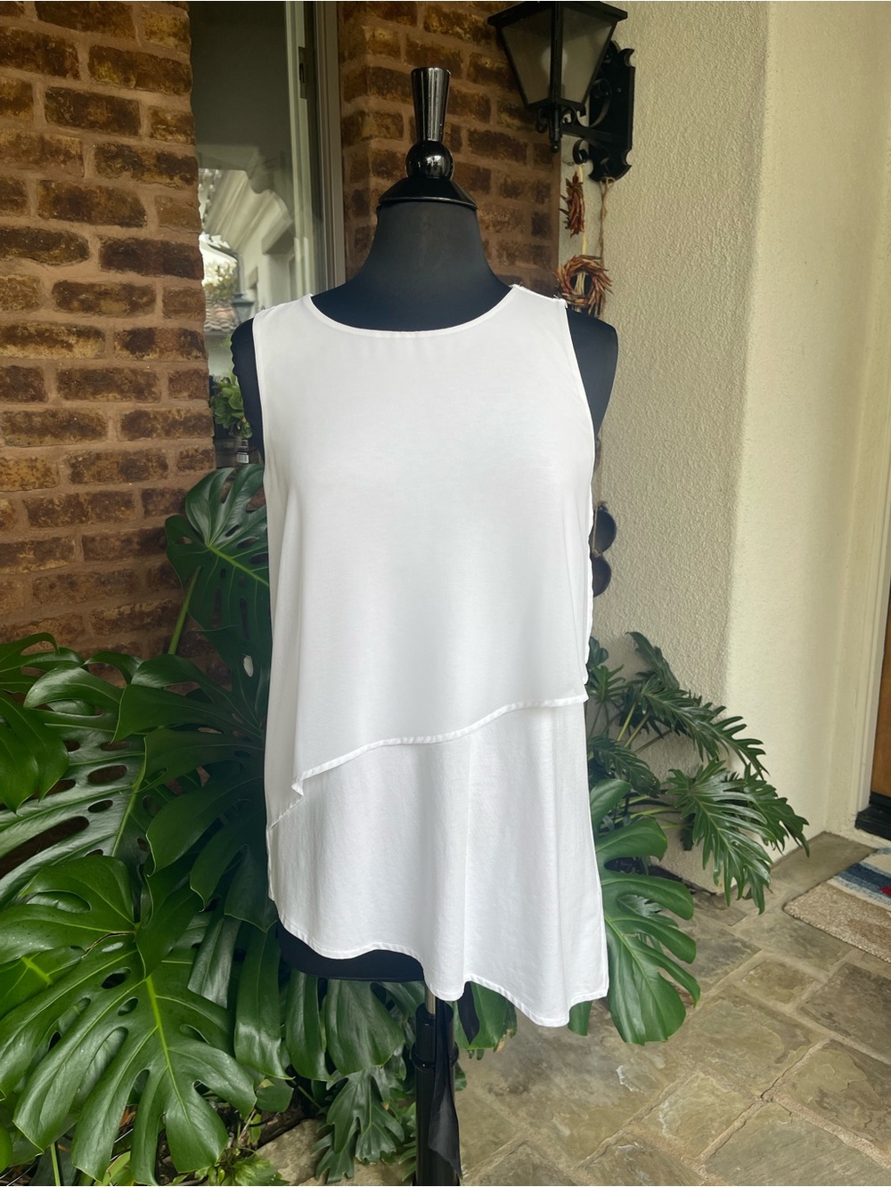 White House Black Market White Layered Sleeveless Tank